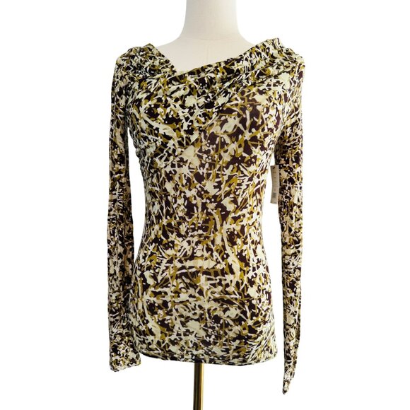 NWT Soft Joie XS Cersei Asymmetric Abstract Chocolate Plum Multi Long Sleeve Top - Picture 1 of 13